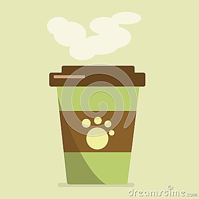 Plastic Cup with coffee on a yellow background Vector Illustration